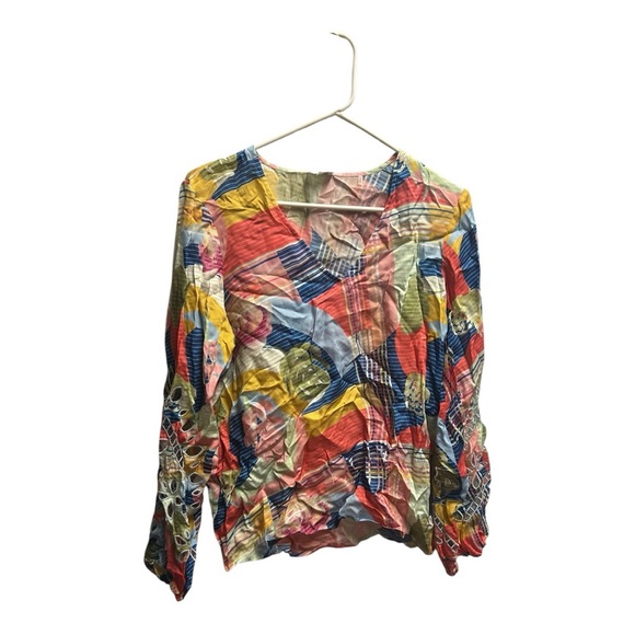 ECRU Colorful Patchwork Blouse Size M - Picture 1 of 5